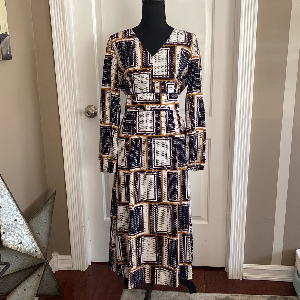 Skies Are Blue -  Riley Geometric Tie Back Dress